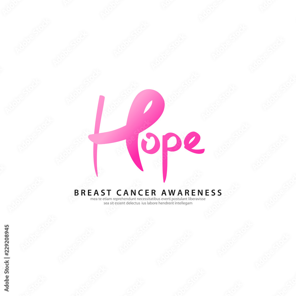Breast cancer logo template with text hope Breast cancer logo template with text hope