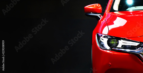 Red modern car headlights