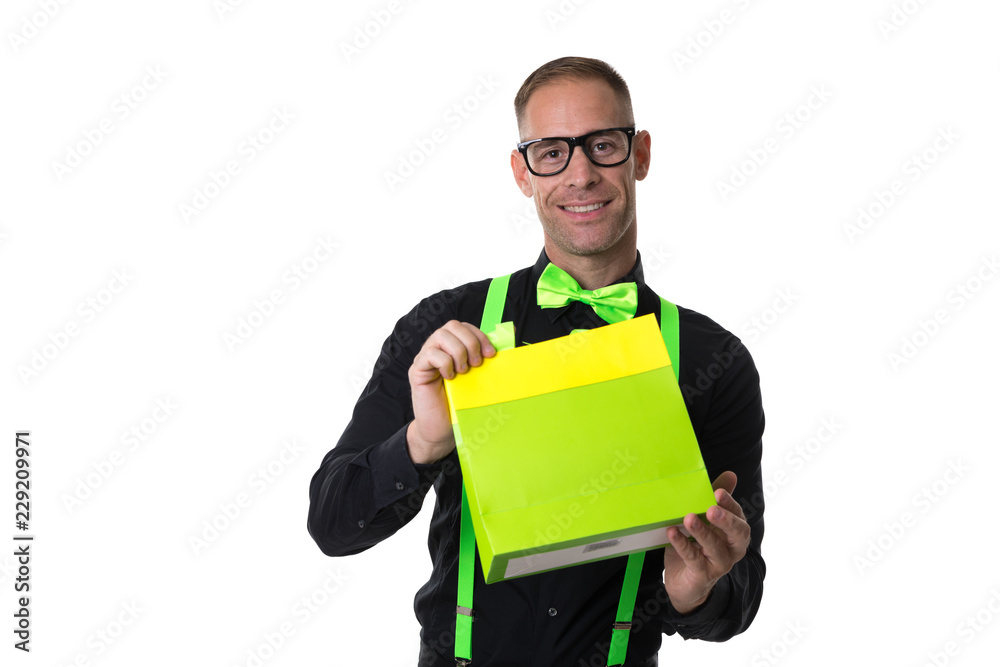 Young boy with black shirt and bow tie and colored suspenders Young boy with black shirt and bow tie and colored suspenders