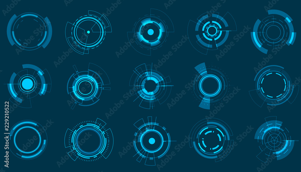 Vector icon set technology circle design. - obrazy, fototapety, plakaty 