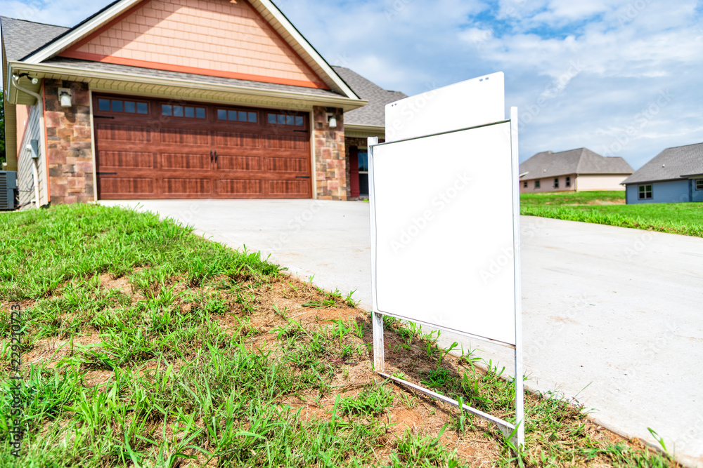 Blank Sign in Front of House For Sale Stock Photo | Adobe Stock