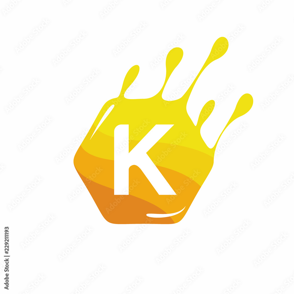 Honey or Bee Logo Design concept. Letter K logo design template Honey or Bee Logo Design concept. Letter K logo design template
