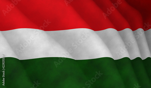 Illustration of a flying Hungarian flag