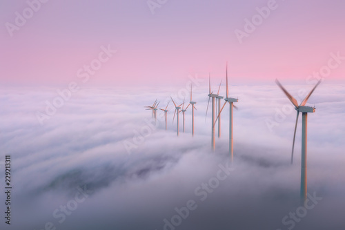renewable energy with wind turbines photo