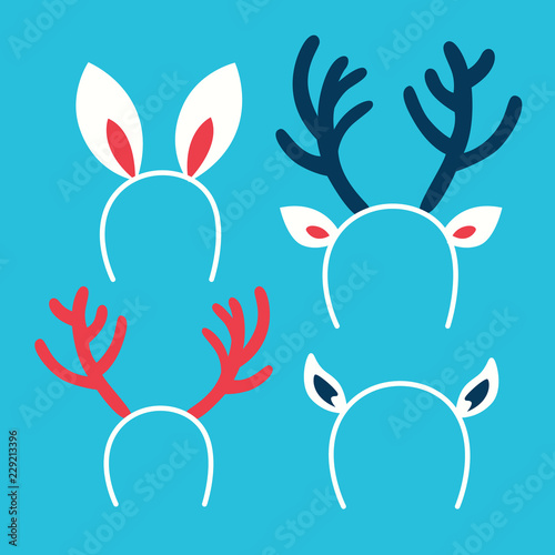 Cute set of christmas headband, part of winter holiday outfit.