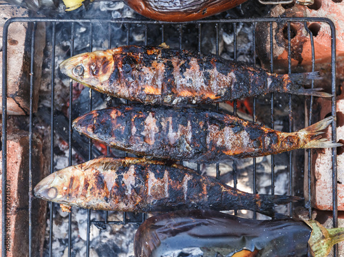 Sea fish on grill