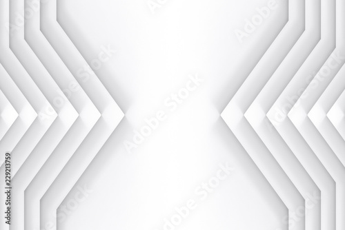 3d rendering. modern white triangle panel plates on copy space gray wall background.