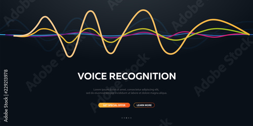 Voice Recognition System and Personal assistant. Voice Biometrics. Sound Wave.