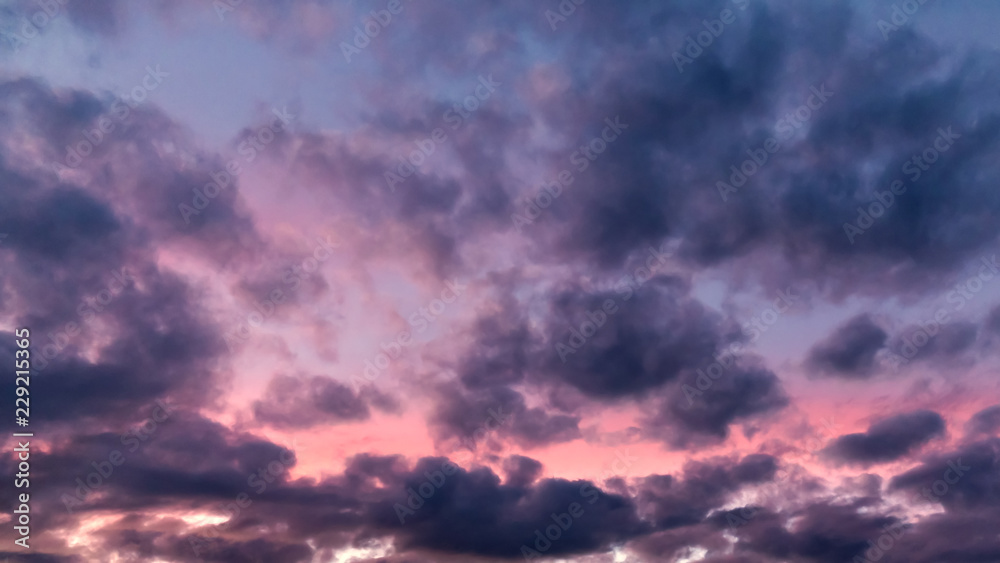 Colorful dramatic clouds at sunset