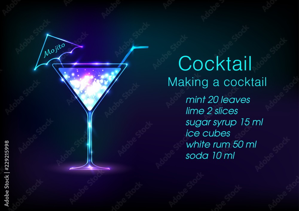 Neon Cocktail .Alcoholic beverage menu Neon Cocktail .Alcoholic beverage menu