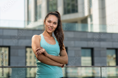 Sporty cute female outdoors