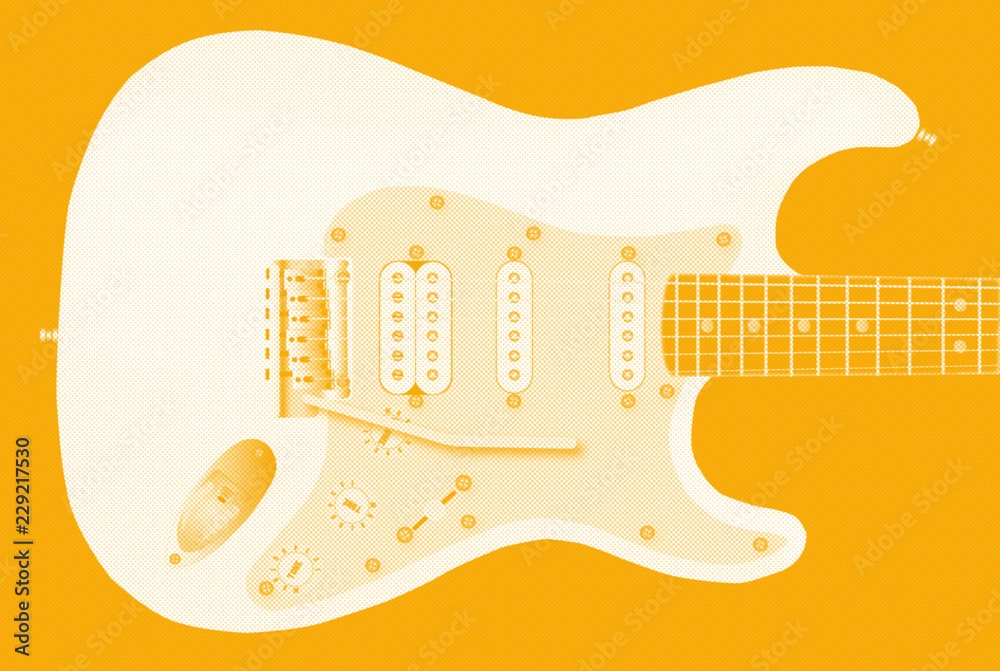 Fototapeta premium Yellow Halftone Guitar