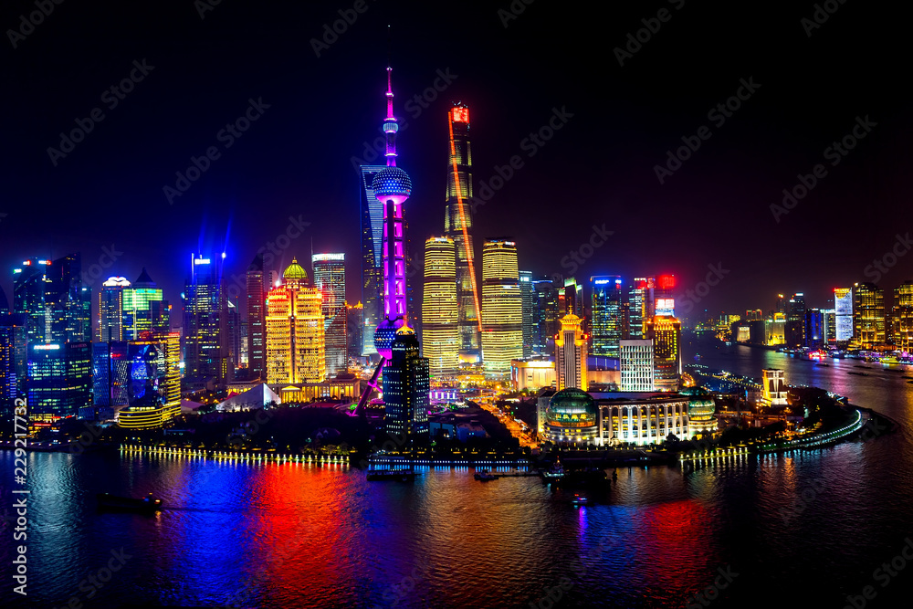 Oriental Pearl TV Tower Pudong Bund Huangpu River Shanghai China Oriental Pearl TV Tower Pudong Bund Huangpu River Shanghai China