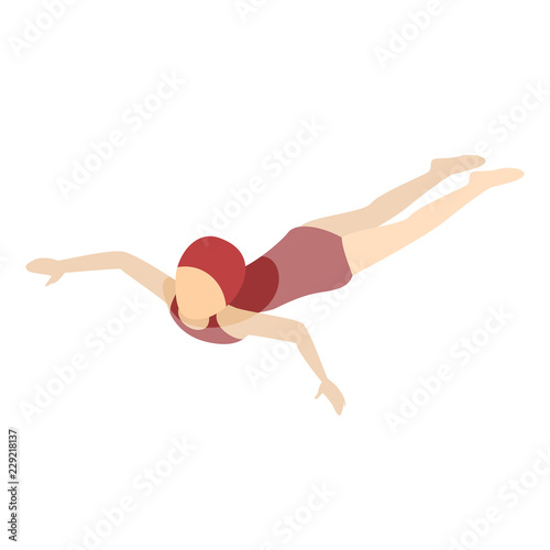 Young girl swim in the school pool