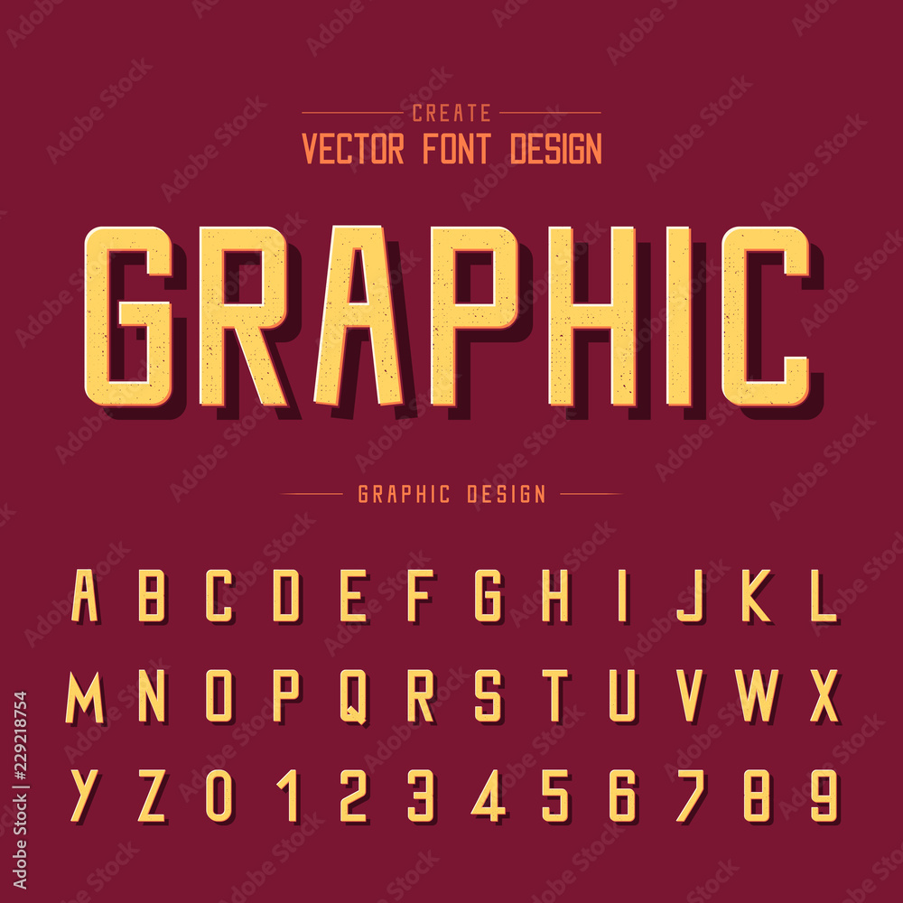 Texture font and grunge alphabet vector, Type letter and number design, Graphic text on background