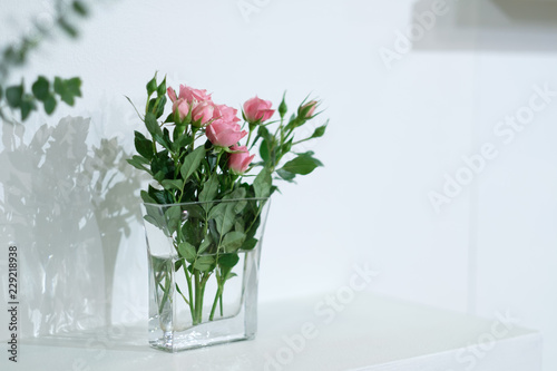 Pink roses flowers in decorate