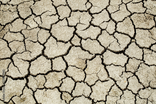 cracked earth soil on a hot day, dry earth flat top view