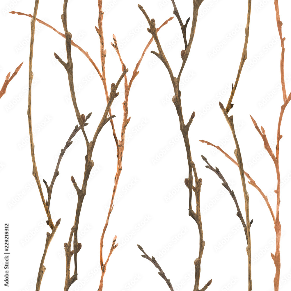 Fototapeta premium New Year forest watercolor seamless pattern