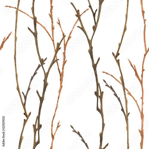 New Year forest watercolor seamless pattern