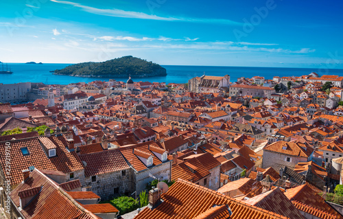 aerial view of the old city of dubrovnik in croatia - film location of game of thrones photo