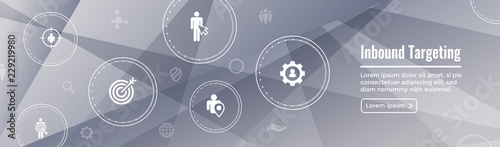 Digital Inbound Marketing  and Targeting Web Banner w Vector Icon Set