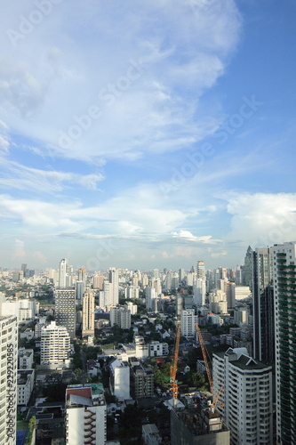 Bangkok  Thailand - 30 October  2018 The city escape sky view from  MRT Sukumbit  office building  condominiums and hotels in business area around sukhumvit road  in afternoon