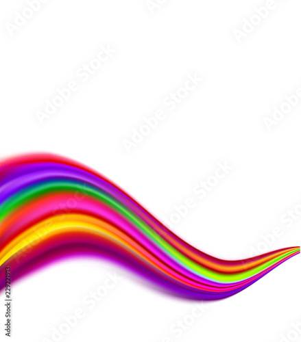 Poster with spectrum brush strokes on white background. Colorful gradient brush design.