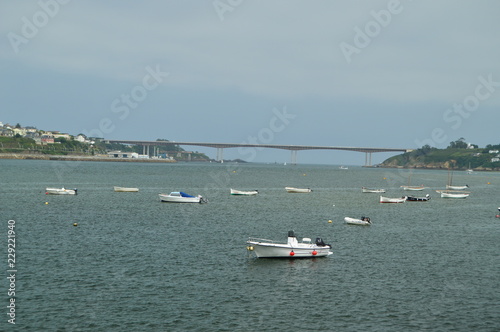 Nice Bay Full Of Recreational Boats With The Town Of Ribadeo In The Background In Castropol. August 2, 2018. Architecture, Nature, Travel. Castropol, Asturias, Spain. © Raul H