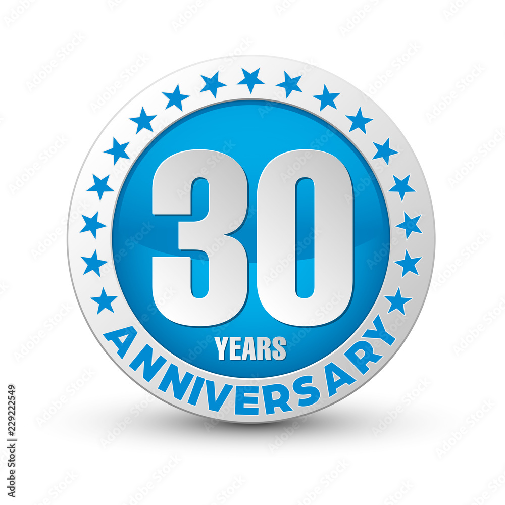 Thirty years anniversary badge with stars Thirty years anniversary badge with stars