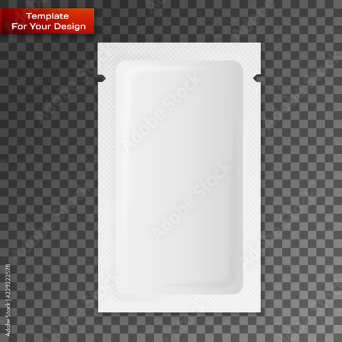 Blank white plastic sachet for coffee