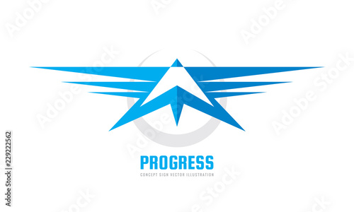 Progress - vector business logo template concept illustration. Abstract wings sign emblem. Rocket symbol. Graphic design element. 