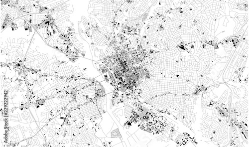 Mappa satellitare di Columbia, Carolina del Sud, strade della città. Stradario e mappa del centro città. Usa