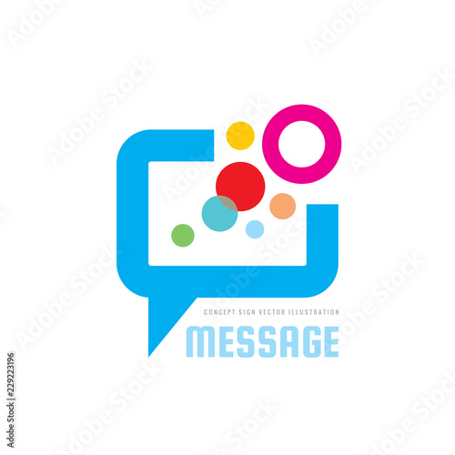 Message - speech bubbles vector logo concept illustration in flat style. Dialogue talking icon. Chat sign. Social media symbol. Communication consulting insignia. Design element.