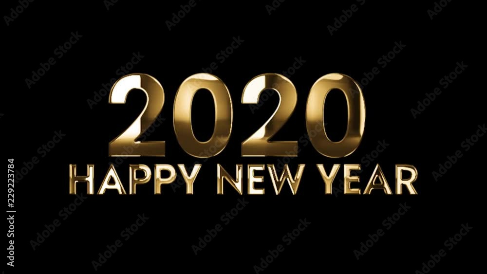 2020 Happy New Year - text animation with gold letters over black background 2020 Happy New Year - text animation with gold letters over black background