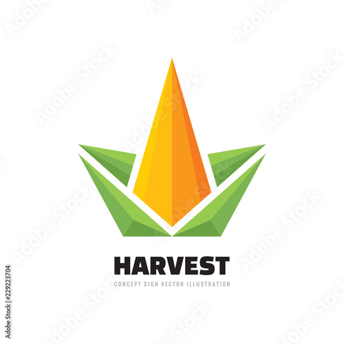 Harvest - concept business logo template vector illustration. Corn geometric creative sign. Abstract agriculture fruit symbol. Graphic design element.