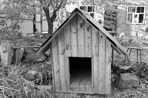 House for dogs. Black and white photo © Stasiuk