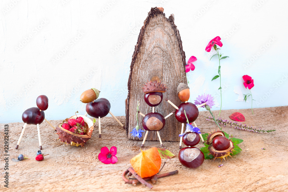 Kastanienmännchen Familie Stock Photo Adobe Stock
