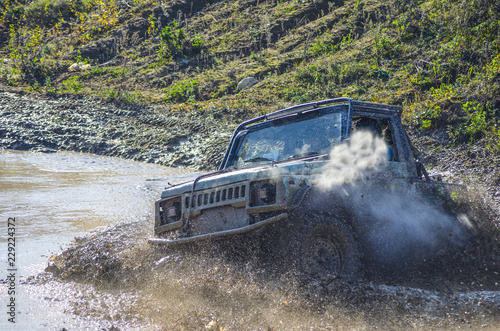 Off-road vehicles on water and mud