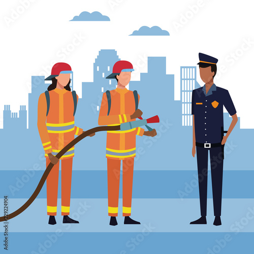 Firefighters at city