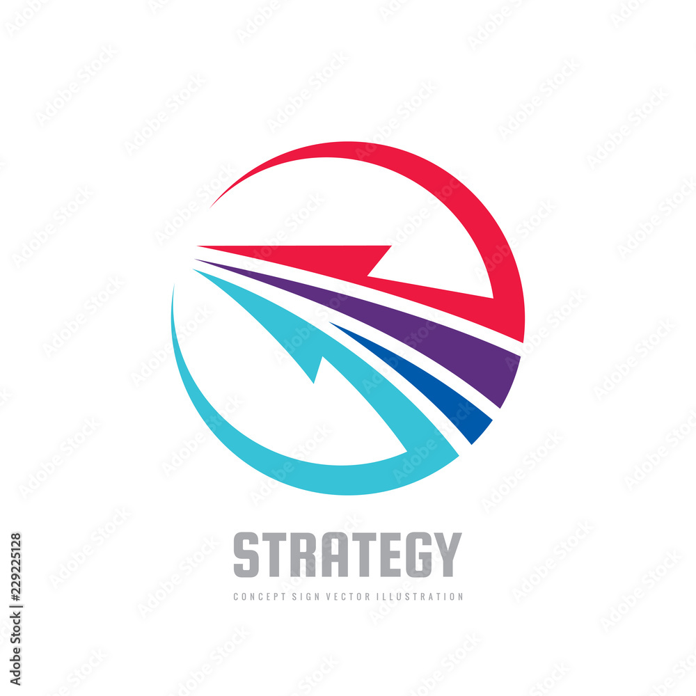 Strategy - concept business logo template vector illustration. Development creative sign. Abstract arrow in circle shape. Progress symbol. Design element. Strategy - concept business logo template vector illustration. Development creative sign. Abstract arrow in circle shape. Progress symbol. Design element.