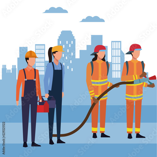 Firefighters at city