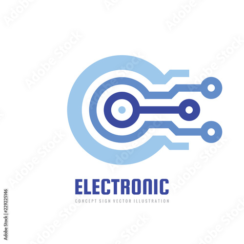 Electronic computer chip - concept business logo template vector illustration. Abstract digital technology creative sign. Global network symbol. Graphic design element. 