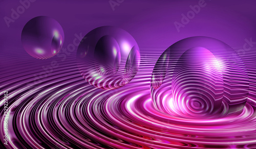 futuristic purple abstract spheres with water ripples 