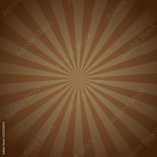 Sunlight abstract background. Brown color burst background. Vector illustration. Sun beam ray sunburst