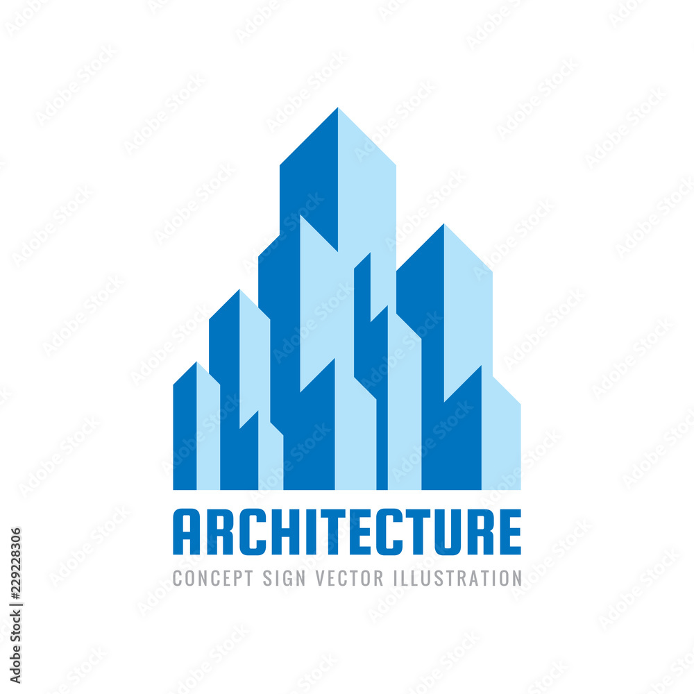 City town - real estate logo template concept illustration. Abstract building cityscape sign. Skyscrapers icon. Design element.