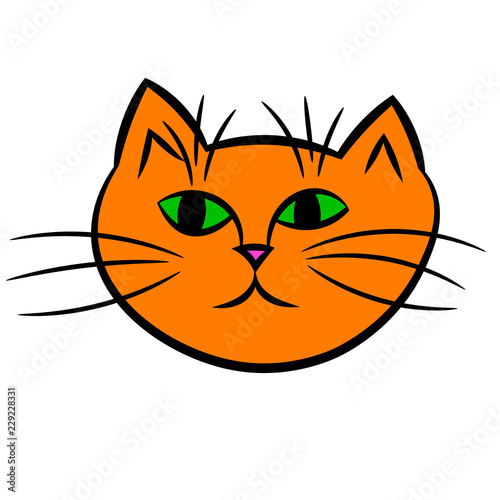 Cartoon cat muzzle isolated on white background. Vector illustration.