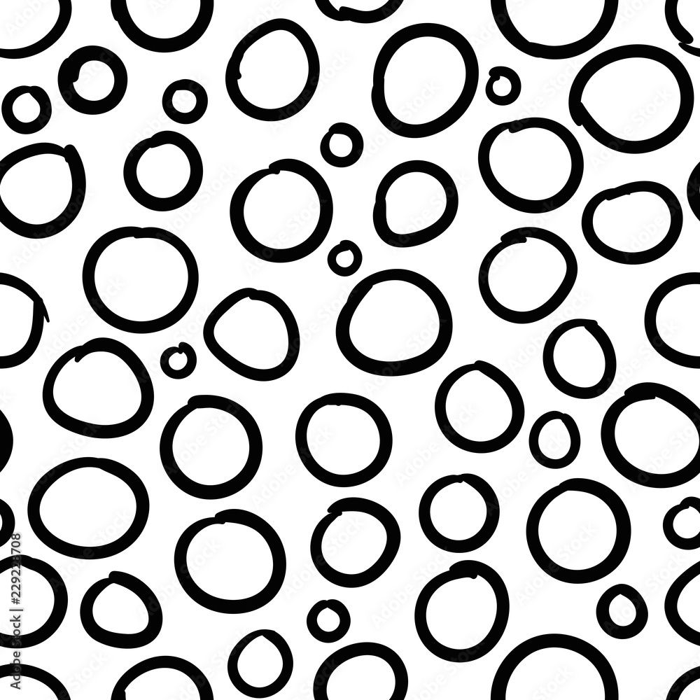 Abstract geometric seamless pattern with rings, circles. Doodle background. Vector illustration.