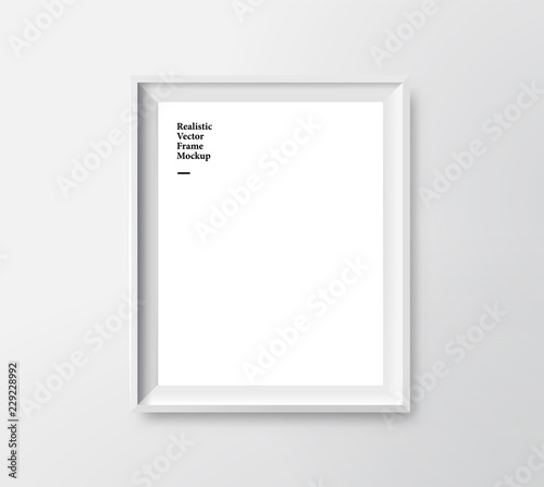 PrintRealistic Minimalistic White Photo Frame Mock Up. Vector Illustration.