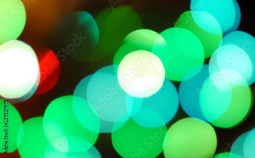 Abstract Blue And Green Bokeh Background. Blurred Lights Flares.