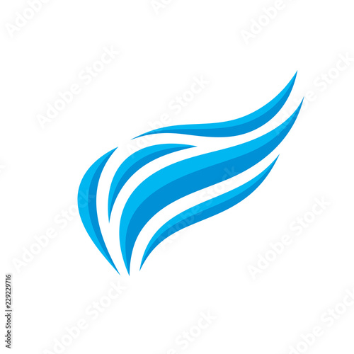 Abstract wing - concept business logo template vector illustration. Blue wave of sea creative sign. Speed flight symbol. Graphic design element. 